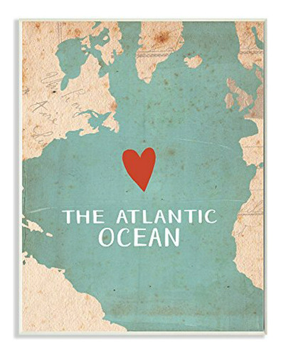 Placa De Pared Con Mapa Heart The Atlantic De Stupell Indust