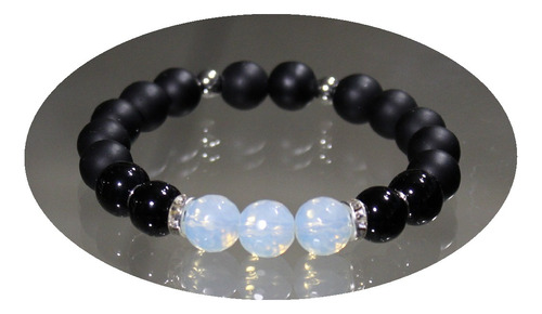 Pulsera Obsidiana Negra - Piedra De La Luna - Ónix Negro