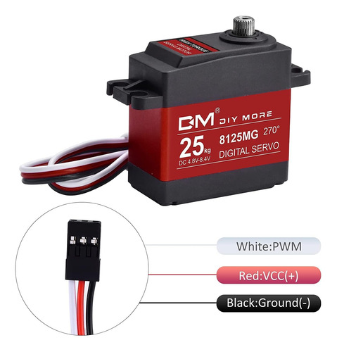 Diymore Paquete De 2 Servomotor De 25 Kg Servo Motor Sin NĂșc