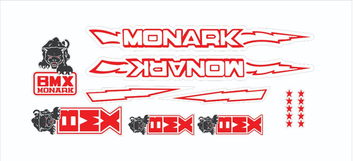 Adesivos Bicicleta Monark Bmx Pantera Branco Vermelho