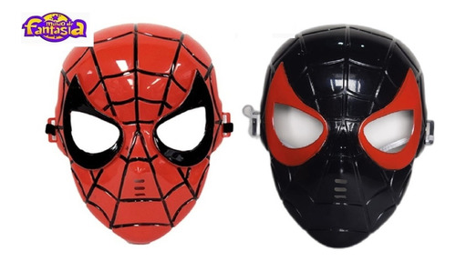 Kit 2 Máscaras Plástico Marvel Homem Aranha + Miles Morales Cor Preto/vermelho Spider