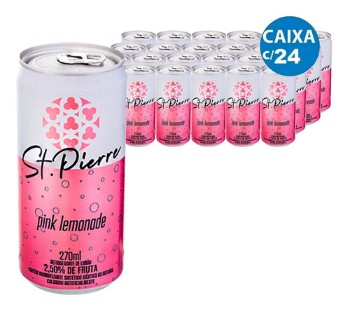 Agua Tônica St Pierre Pink Lemonade 270ml (24 Latas)