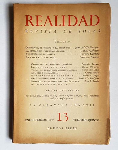 Realidad. Revista De Ideas, 13, Enero-febrero 1949