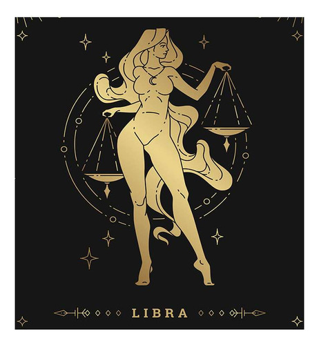 Vinilo 60x60cm Astrologia Oro Signos Zodiaco Libra