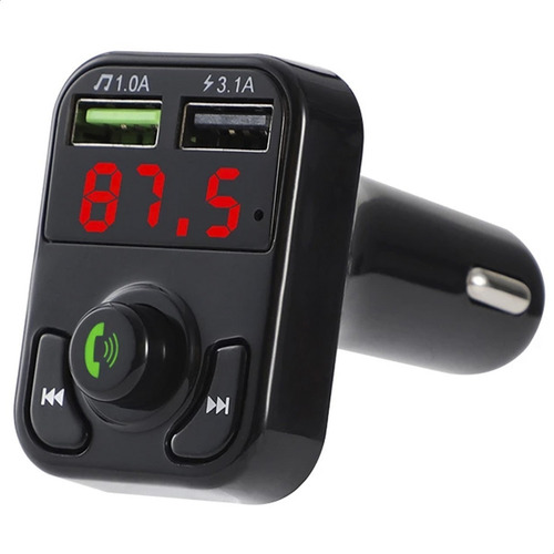 Imagen 1 de 6 de Transmisor Receptor Bluetooth Auto Fm Carga Rápida Usb X2