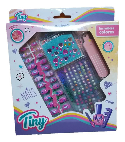 Set Uñas Tiny Kit Naills Art Con Brillos Accesorios En Mca