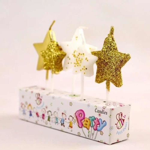 Vela De Pastel Figura Estrella Brillante Accesorio Cupcakes