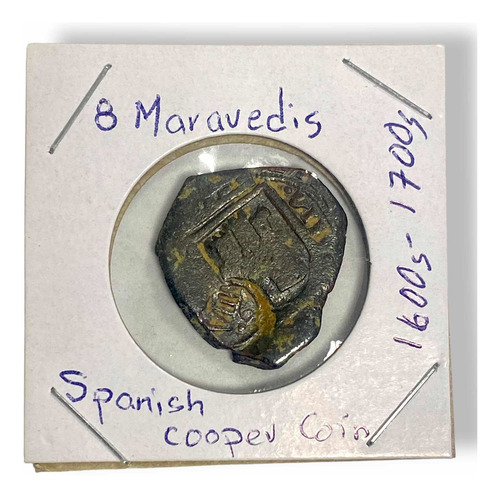 Wow Moneda De Cobre 8 Maravedis Resello Años 1600s - 1700s (Usado)