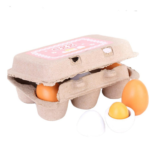 6 Piezas De Huevos De Pascua De Madera Niños Simulan Que