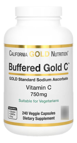 California Gold Nutrition Vitamina C 240caps 750mcg Sabor Sin Sabor