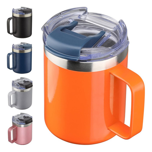 Aloufea Taza De Café Isotérmica De 12oz Con Asa, Stainl 66