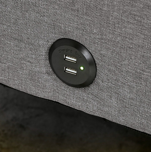 Imagen 9 de 9 de Futón Gris Moderno, Sofá Cama Con Usb Cargadores