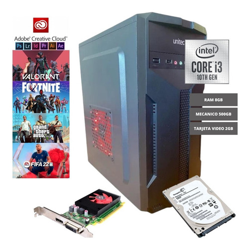 Imagen 1 de 5 de Pc Torre Gamer Core I3 10100 8 Ram Tarjeta Video R5 340 2gb