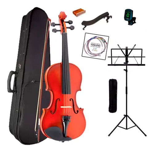 Kit Violino 4/4 + Breu+ Afinador+ Espaleira+ Estante+ Encord