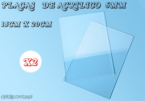 2 Placas De Acrílico Transparente 6mm 15 X 20 Cm Corte Láser