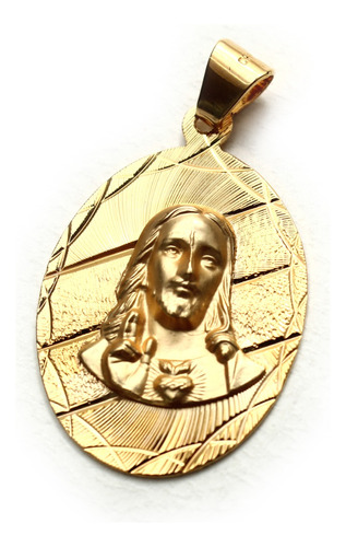 Uzzy | Dije Jesucristo Grande  30mm  Chapa De Oro 22k