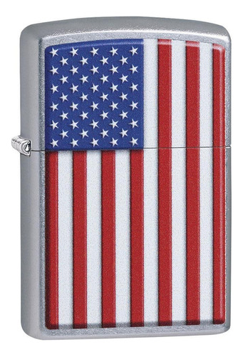 Zippo Encendedor Original Patriotic Plateado Con Bandera Usa