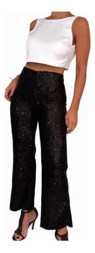 Pantalon De Fiesta Brillos Negro Ultima Tendencia