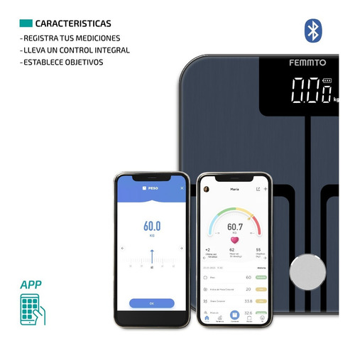 Imagen 2 de 10 de Balanza Digital Inteligente Para Personas De Baño Bluetooth