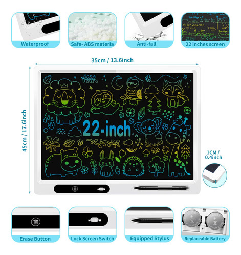 Tableta De Escritura Lcd Para Niños, Paquete De 2 22