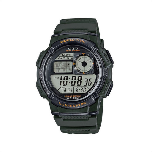 Reloj Casio Ae-1000w Sumergible 100m Alarmas Mundial Luz