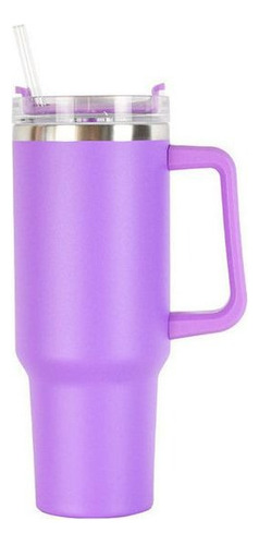 Copo Térmico Grande Inox 1,2l Com Tampa E Canudo Violeta Com Logo