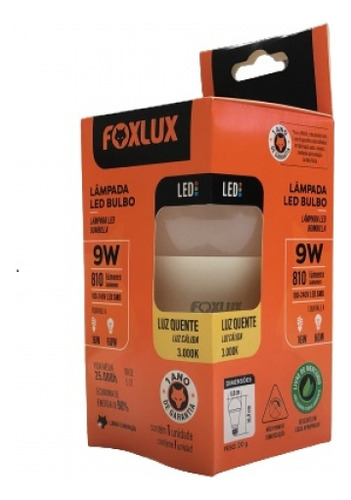 Kit 5 Lampada Led Bulbo A60 6w E27 3000k Amarela Bivolt Fox
