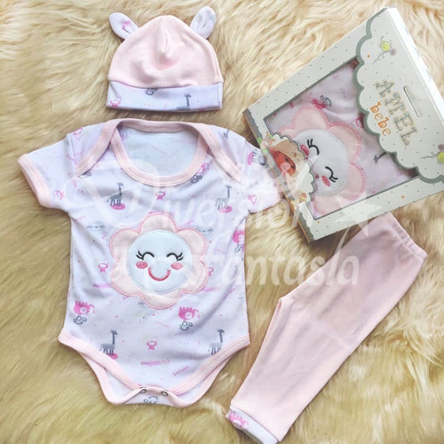 Imagen 2 de 2 de Ajuar Bebe Verano Bordado X 3 Piezas