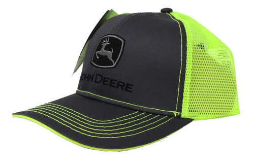 John Deere Gorra Original Verde Fosfo Y Gris Con Malla