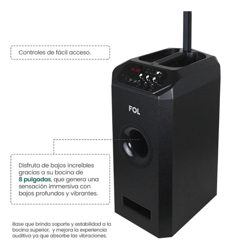 Bocina Portatil Fol Con Tecnología Tws Negro Fs-t109