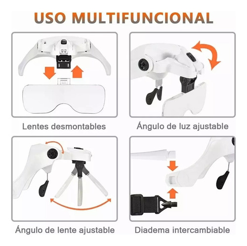 . Lentes Lupa Luz Led Genérica For Microblading, Pestañas.