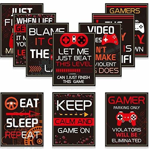 Pósteres 10 Video Game Sign Gamer Art Print Boy Game On Birt