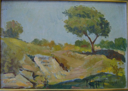 Cuadro Oleo Paisaje F. E. Coppini 19,5 X 28,5 Cm Firma 1940 (Usado)