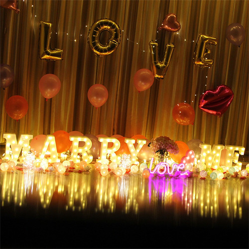 Luces Led Con 26 Letras Y Números Del Alfabeto, Símbolo Y Sí