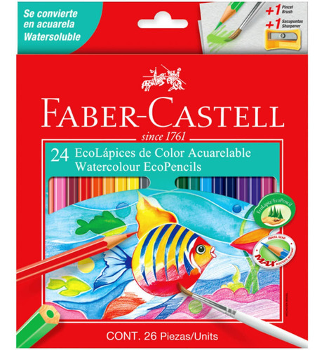 Lapices De Colores Faber Castell Acuarelables X24 + Pincel