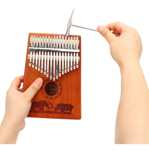 Instrumento De Piano Kalimba, 17 Teclas, Martillo Para Tocar