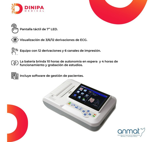 Electrocardiógrafo Contec Ecg600g Anmat Dinipa Medical