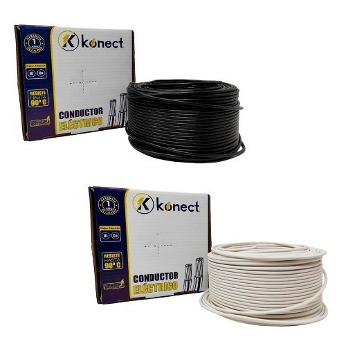 Cable Electrico Cca Konect Cal 10 Negro Blanco 100m 2pzs