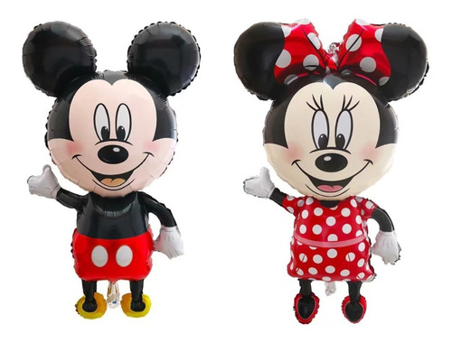 Set X2 Globos Metálicos Mickey Minnie Para Deco Cumpleaños 