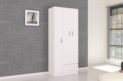 Imagen 2 de 3 de Closet O Armario Lisboa 3 Puertas Blanco En Madera Mdp