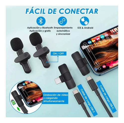 Micrófono Lavalier Inalámbrico Para iPhone iPad Y Android