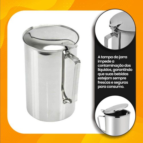 Jarra De Inox Com Tampa E Aparador De Gelo Para Água Ou Suco