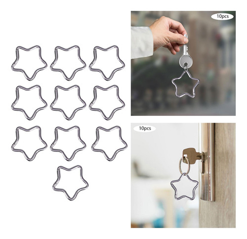 Mosquetón En Forma De Estrella De De 10 Piezas, Clip Plata