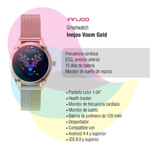 Imagen 2 de 10 de Smartwatch Innjoo Voom Gold Ip68