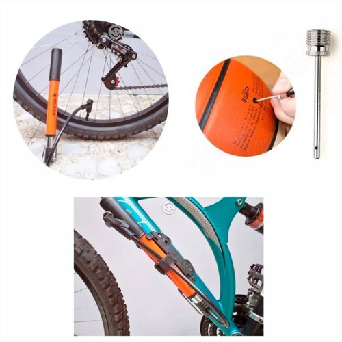 Inflador Portatil Para Bicicletas Y Pelotas + Aguja Isc