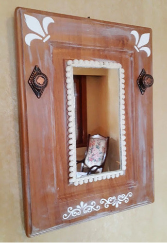 Imagen 3 de 4 de Perchero De Pared Cuadro Espejo Madera Deco Vintage