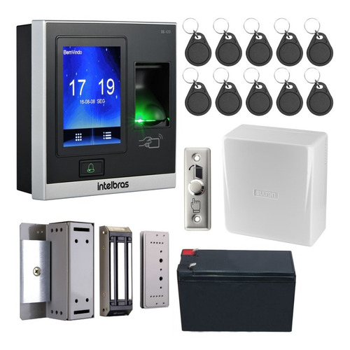 Imagem 1 de 10 de Kit Controle De Acesso Ss 420 Intelbras Eletroímã Vidro Ipec
