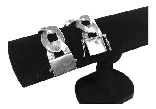 Conjunto Cordão Corrente Pulseira 3x1 Grossa Prata 925 19mm