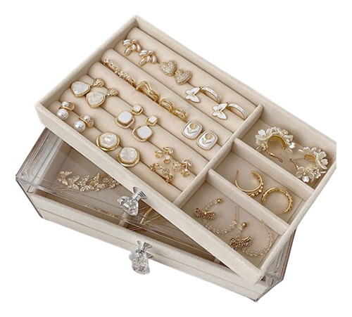 Porta Jóia Acrílico Luxo Com 3 Camadas Brinco Anel Pulseira