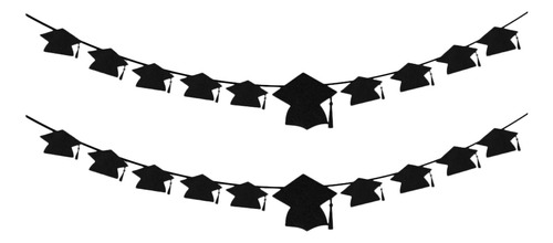 Set De Banderines Negros Para Fiesta De Graduación, Banderin
